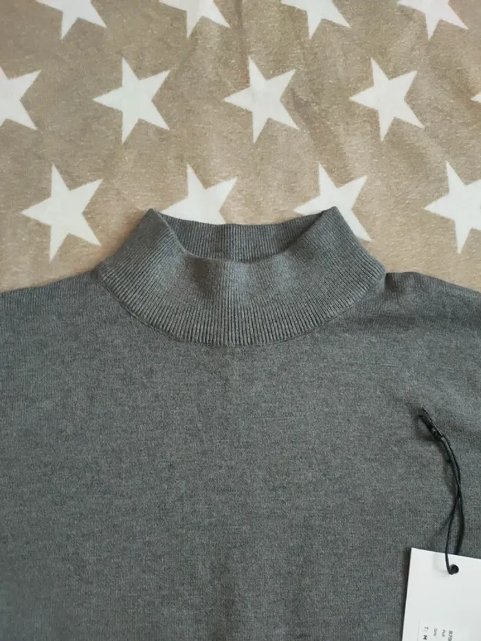 Pull homme col mao gris taille M manches longues uni - photo numéro 4