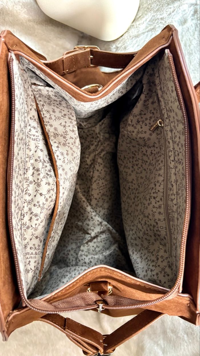 Sac à main Flora & Co camel neuf avec étiquette en suédine chic & pratique - photo numéro 6