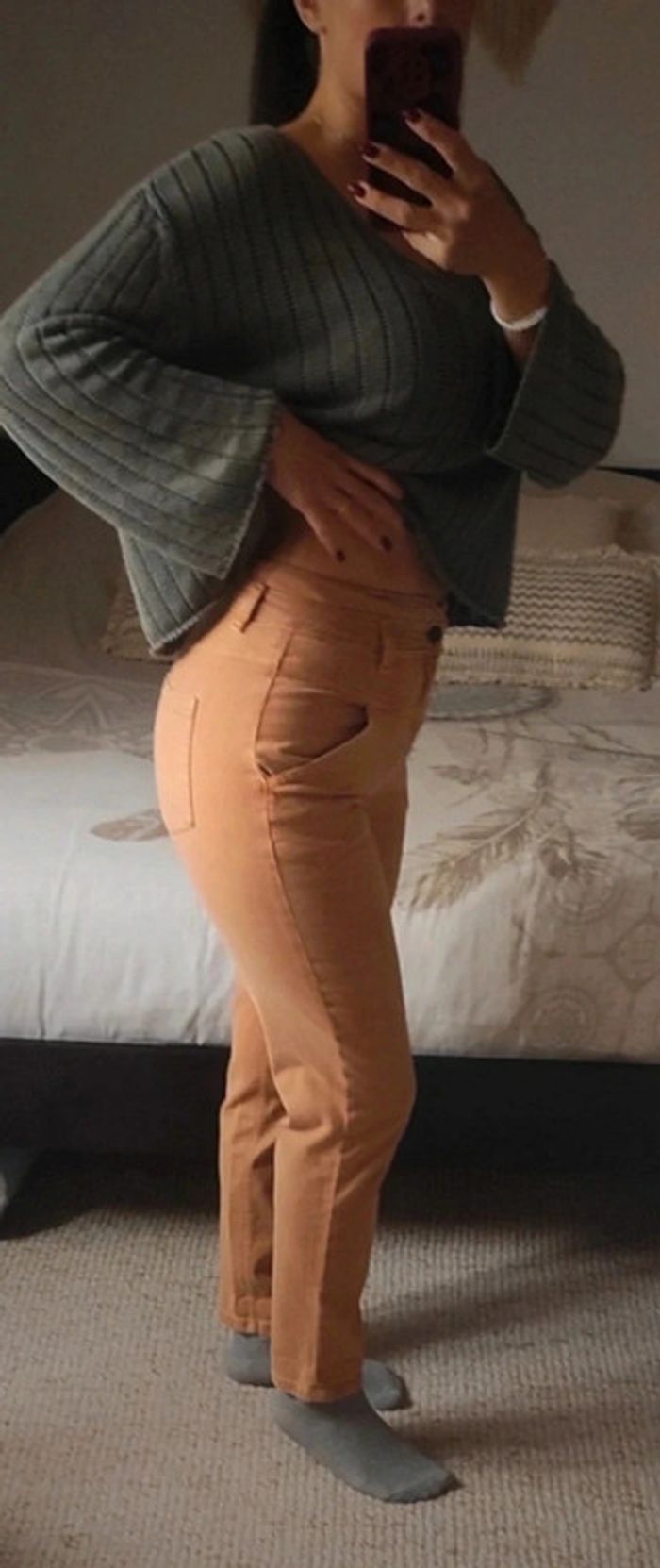 Jean beige Bonobo taille haute 38 W28 coton élasthanne