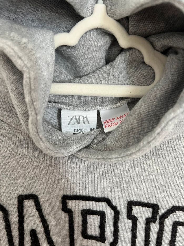 Sweat à capuche gris Zara 12-18 mois 86cm - photo numéro 3