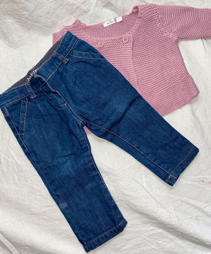 ensemble gilet + jeans Bout'chou 9 mois - photo numéro 2