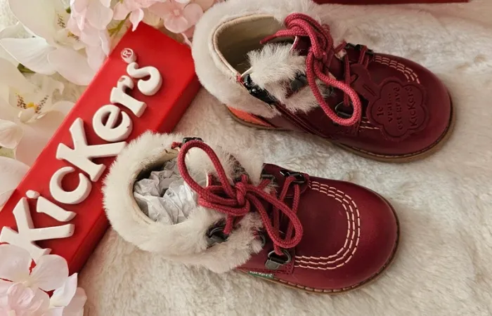 Bottes Bottines Cuir Zip Fourrure Extérieur 1er pas 👣 Kickers T22 - photo numéro 3