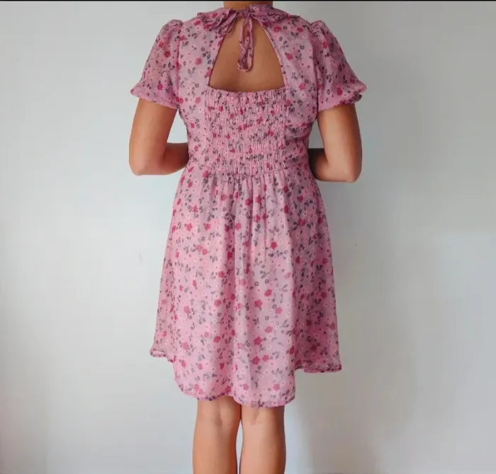 Robe d'été courte vintage rétro champêtre romantique rose fleuri taille 36 - photo numéro 5