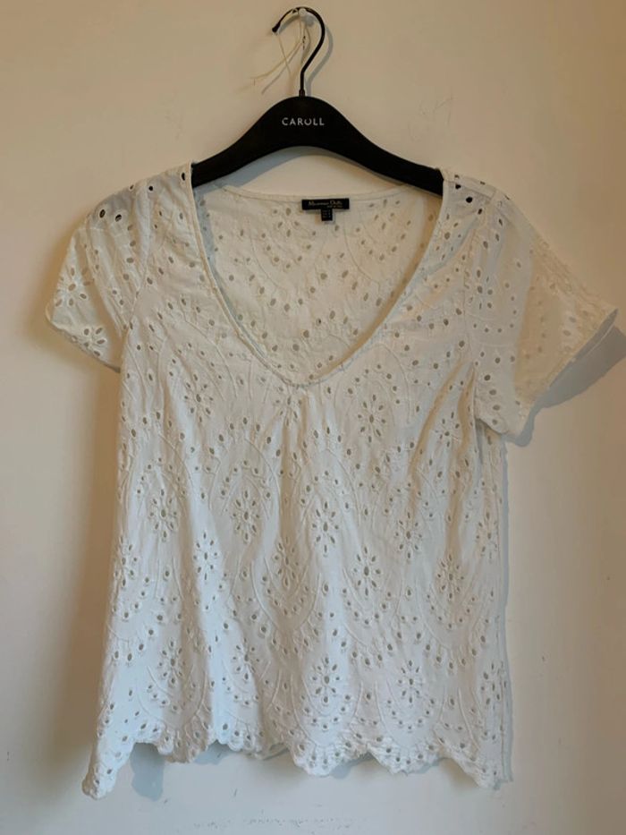 Haut broderie blanc Massimo Dutti