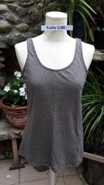 Tee-shirt débardeur chiné marron