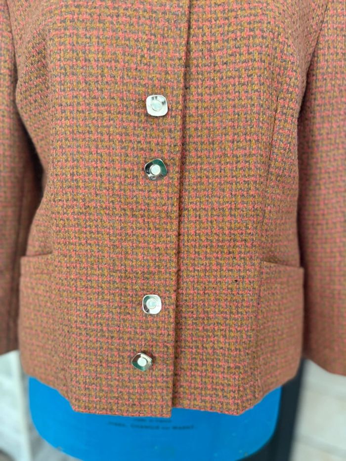 Veste vintage des années 70 - en très bon état - marron/fuchsia - taille 38/M - photo numéro 3