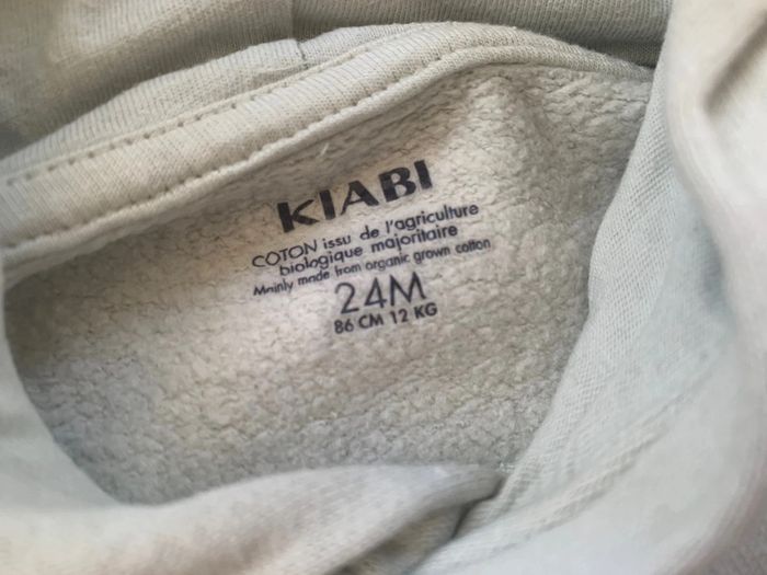 Sweat capuche molleton vert sauge Kiabi 24 mois 2 ans - photo numéro 4