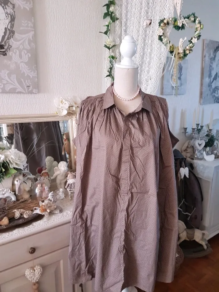 Robe Oversize marron pois blanc Escandelle Paris T M Neuve