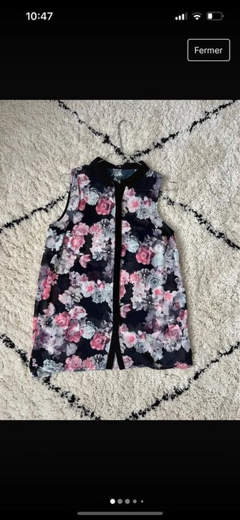 Top chemisier sans manches Pimkie noir fleurs taille M