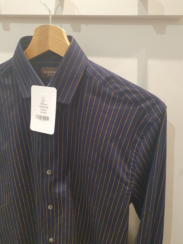 Chemise Varsovie rayée marine/camel Taille L (taille petit) - photo numéro 2