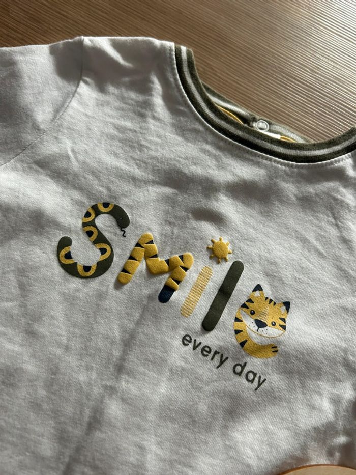 T shirt blanc manches longues Smile - photo numéro 2