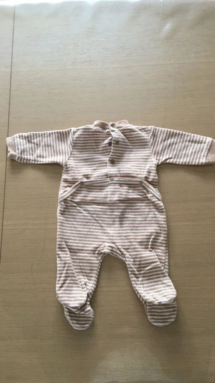 Grenouillère in extenso 3 mois beige et crème - photo numéro 3