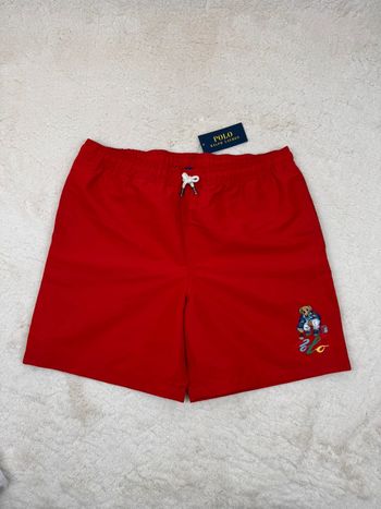 Short De Bain Polo Ralph Lauren Bear Rouge Neuf Taille M