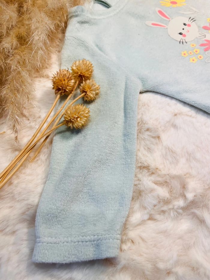 Pyjama velours vert,bébé fille, 3 mois, kiabi, très bon état - photo numéro 2