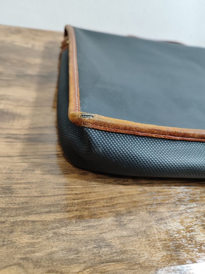 Malette porte document Longchamp vintage en cuir noir et marron - photo numéro 7