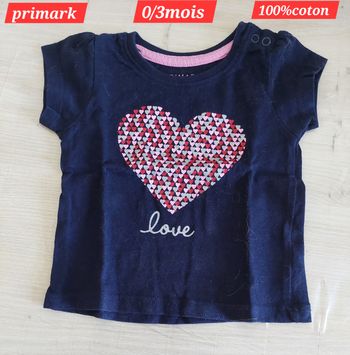 T-shirt manches courtes fille 0/3 mois 