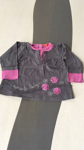 Tee shirt gris romantic Baby 9m Tissaia