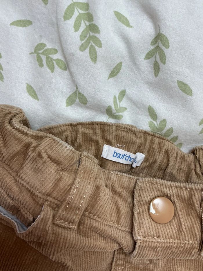 Pantalon slim en velours beige 12 mois taille réglable bout’chou - photo numéro 4