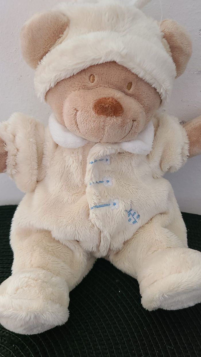 Doudou Peluche OURS beige Combinaison Pyjama jaune Coccinelle - NICOTOY Simba