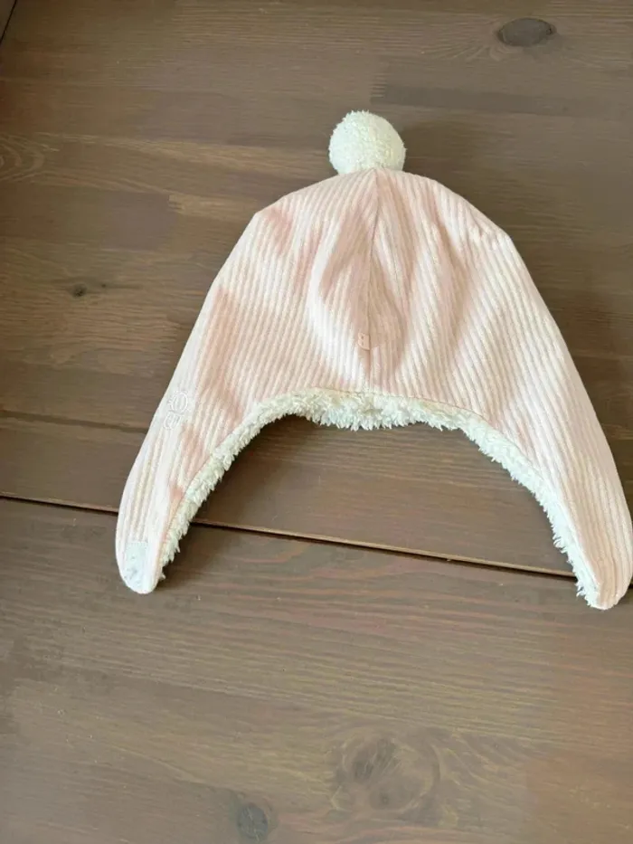 Bonnet Obaïbi en velours et sherpa rose pâle - Taille 9-12 mois - Très bon état 🌸 - photo numéro 4