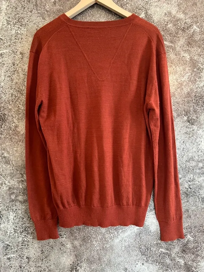 Pull laine marron homme col V Modango taille M Jersey hombre Maglione uomo Herrenpullover - photo numéro 3