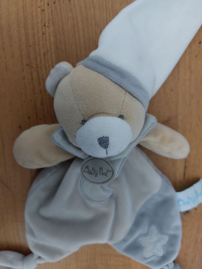 Doudou plat ours beige étoile lune - Baby Nat - photo numéro 2