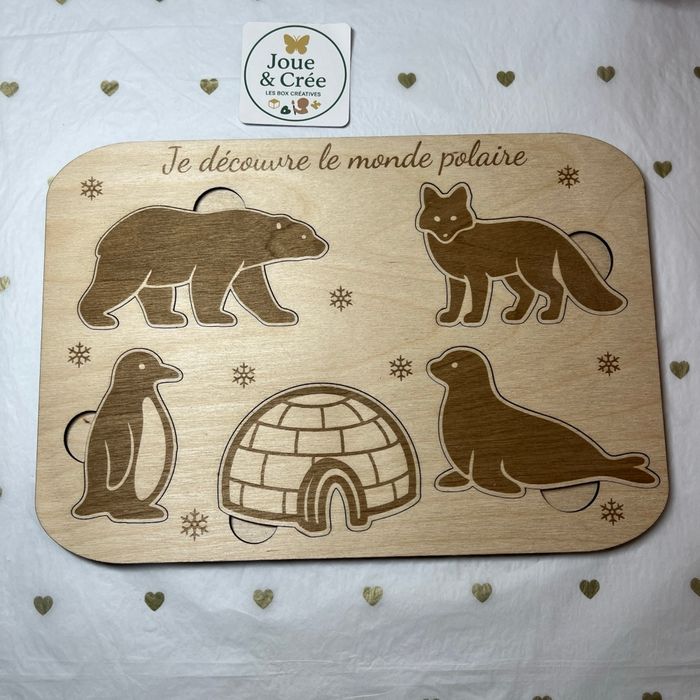Puzzle en bois montessori pour enfant « Je découvre le monde polaire » - photo numéro 2