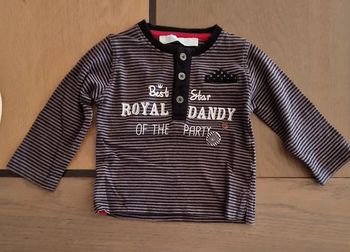 Tee shirt gemo rayé gris et noir 3 mois en très bon état