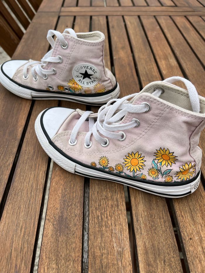 Converse montantes fille taille 28 rose pale-tournesol
