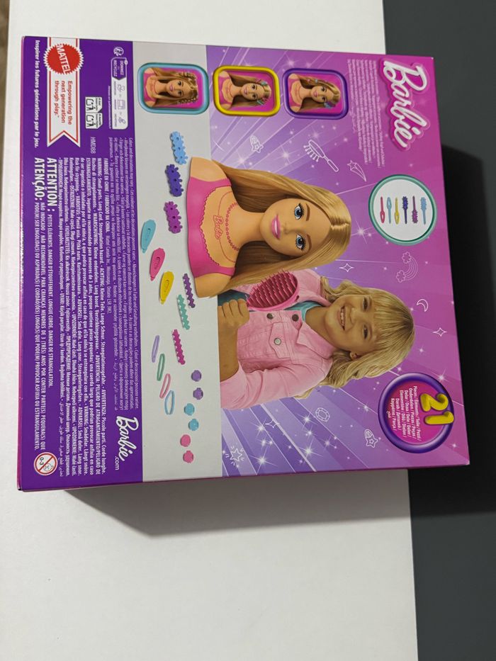 Barbie Tête de poupée cheveux blonds avec 20 accessoires colorés, tête de poupée pour coiffure - photo numéro 3