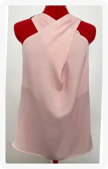 Top drapé rose pale et noir Camaïeu