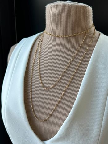 Collier sautoir à plusieurs rangs en laiton antiallergique couleur or