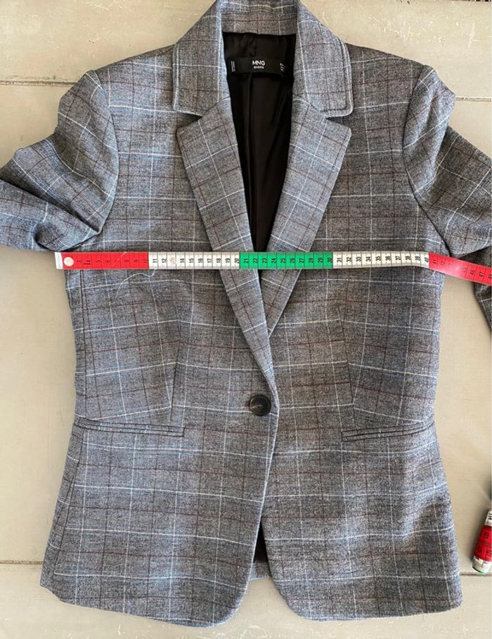 Blazer Mango gris à carreaux taille 34 / S - photo numéro 18