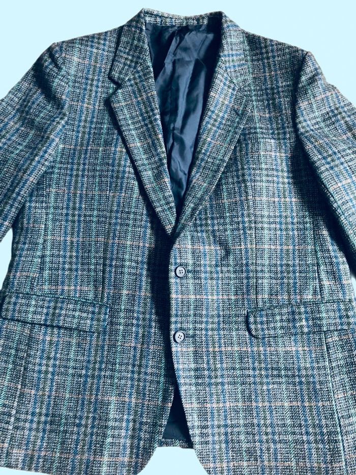 🔷Blazer vintage pure laine vierge Woolmark Check pattern blazer made in France 🇫🇷 - photo numéro 4