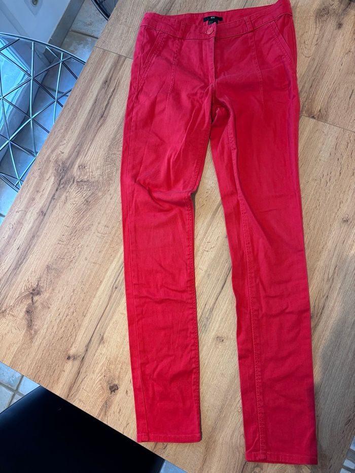 Pantalon slim rouge femme H&M taille 38 - photo numéro 2