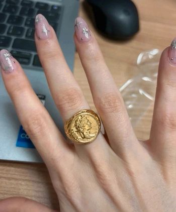 A40 bague Chevalière Homme napoléon acier inoxydable doré