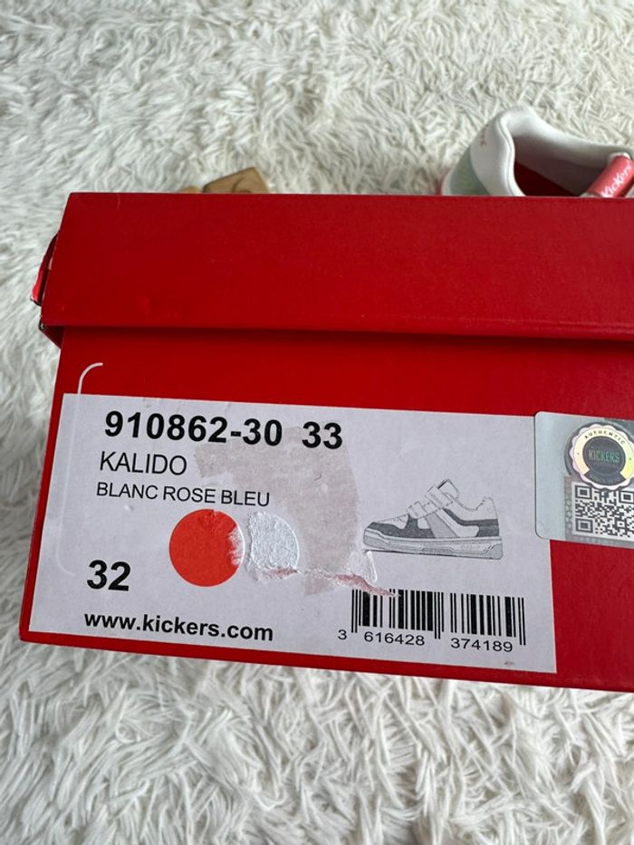 Paire de basket Kickers Kalido blanc rose bleu taille 32 - photo numéro 5