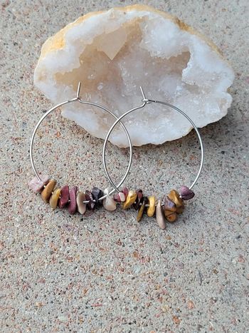 Boucle d'oreilles pierre jaspe mokaite