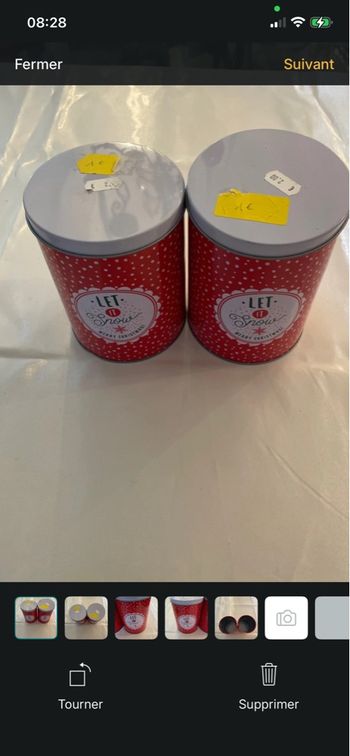 Lot 2 boîtes métal “Let It Snow” – Rouge Noël – 10 x 15 cm – Déco & rangement