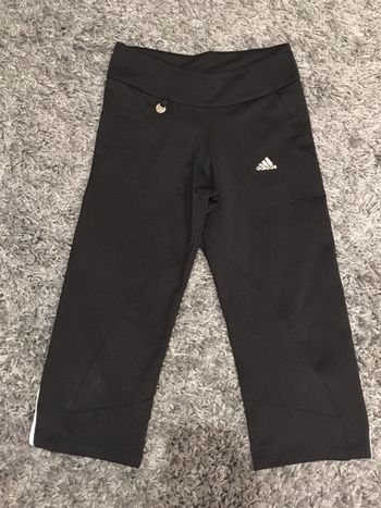 Pantacourt de sport enfant fille Adidas noir et blanc