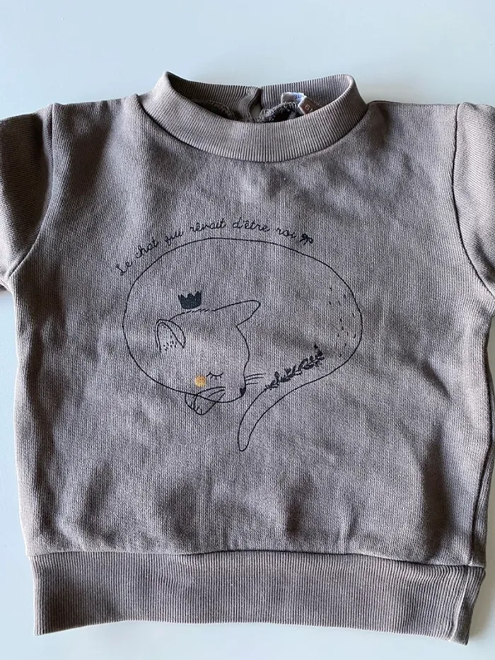 Sweat gris petit chat Émile et Ida