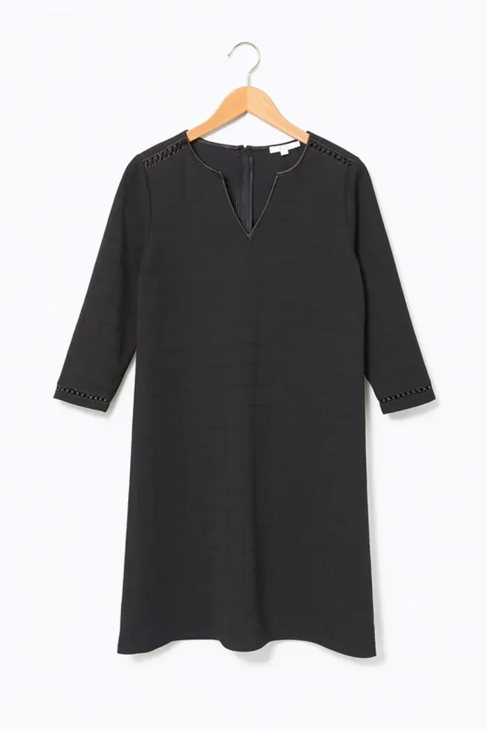 Magnifique robe noire à carreaux discrets T38