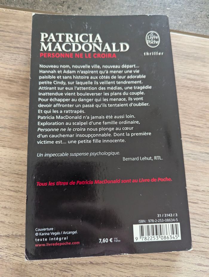 Vend livre de poche personne ne le croira de Patricia Macdonald - photo numéro 2