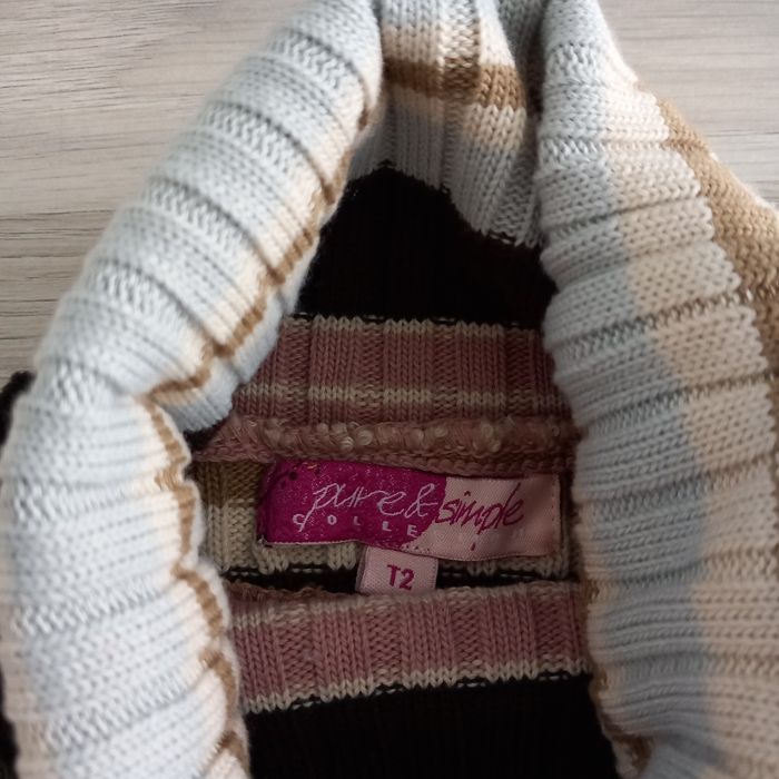 Pull femme à col roulé à rayures Pure  & Simple taille M - photo numéro 4