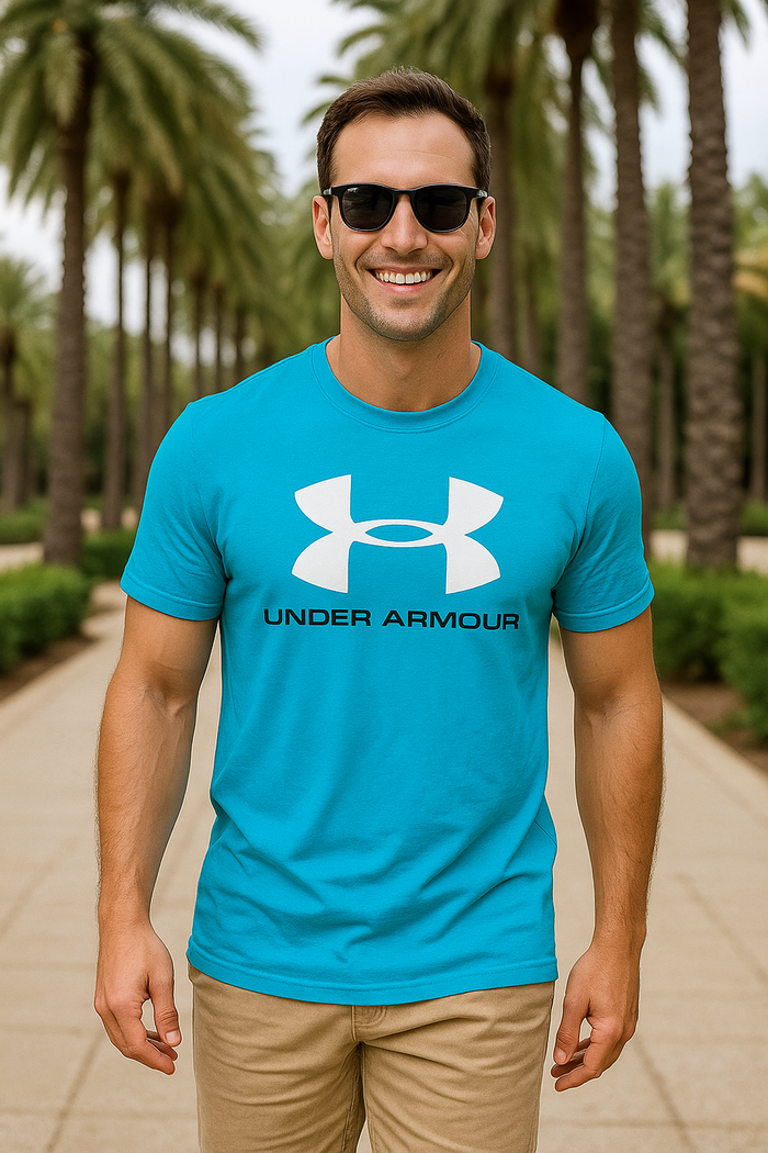 Tee-shirt bleu Heat Gear L – Parfait pour bouger & briller