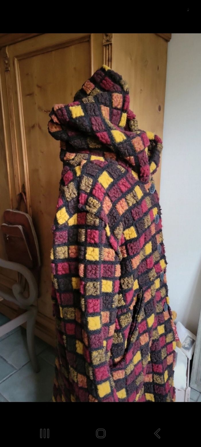 Manteau original laine bouillie multicolore - photo numéro 5