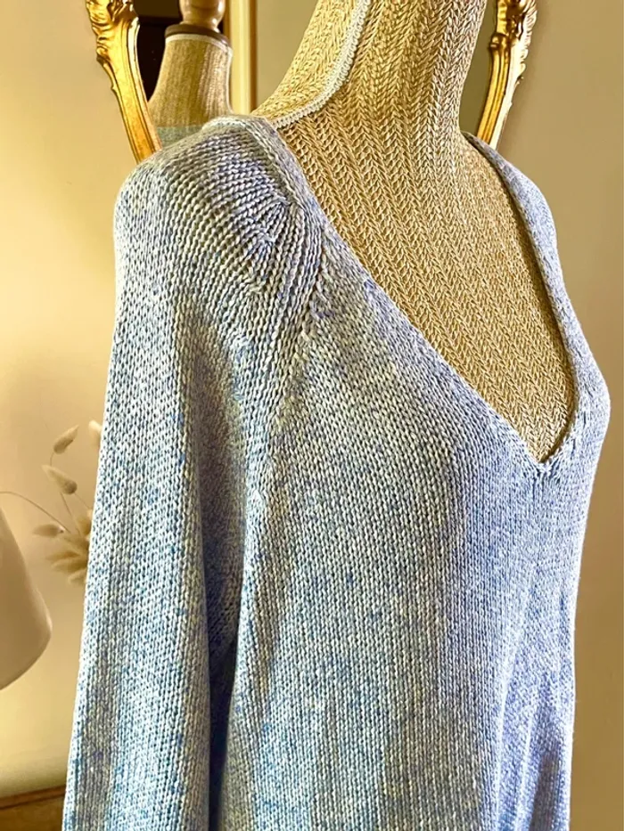 sublime pull maille bleu clair col v manches longues coupe relax basic taille L neuf H&M - photo numéro 6