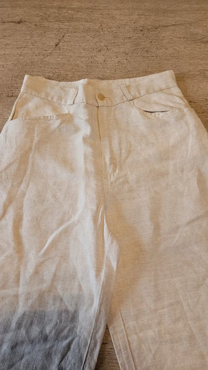 Pantalon beige clair en lin et viscose, Cicerone, taille M/38, nickel - photo numéro 4
