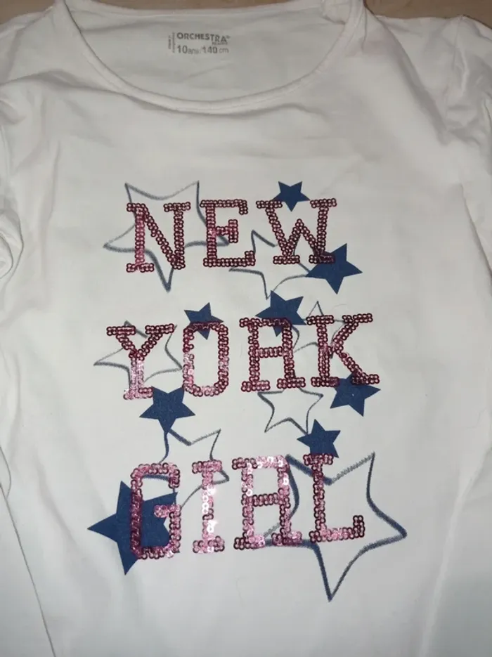 T-SHIRT manche longue blanc avec motif - photo numéro 2