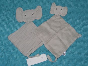 Lot Doudous plat éléphant lange coton bio Liewood 🐘neuf